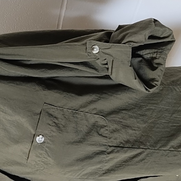 Columbia Olive Green Med Safari Button Down Quick Dry Shirt Roll Tab Sleeves - Picture 4 of 11